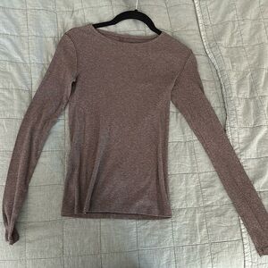 Everlane supima micro rib crew long sleeve tee - heathered fatigue